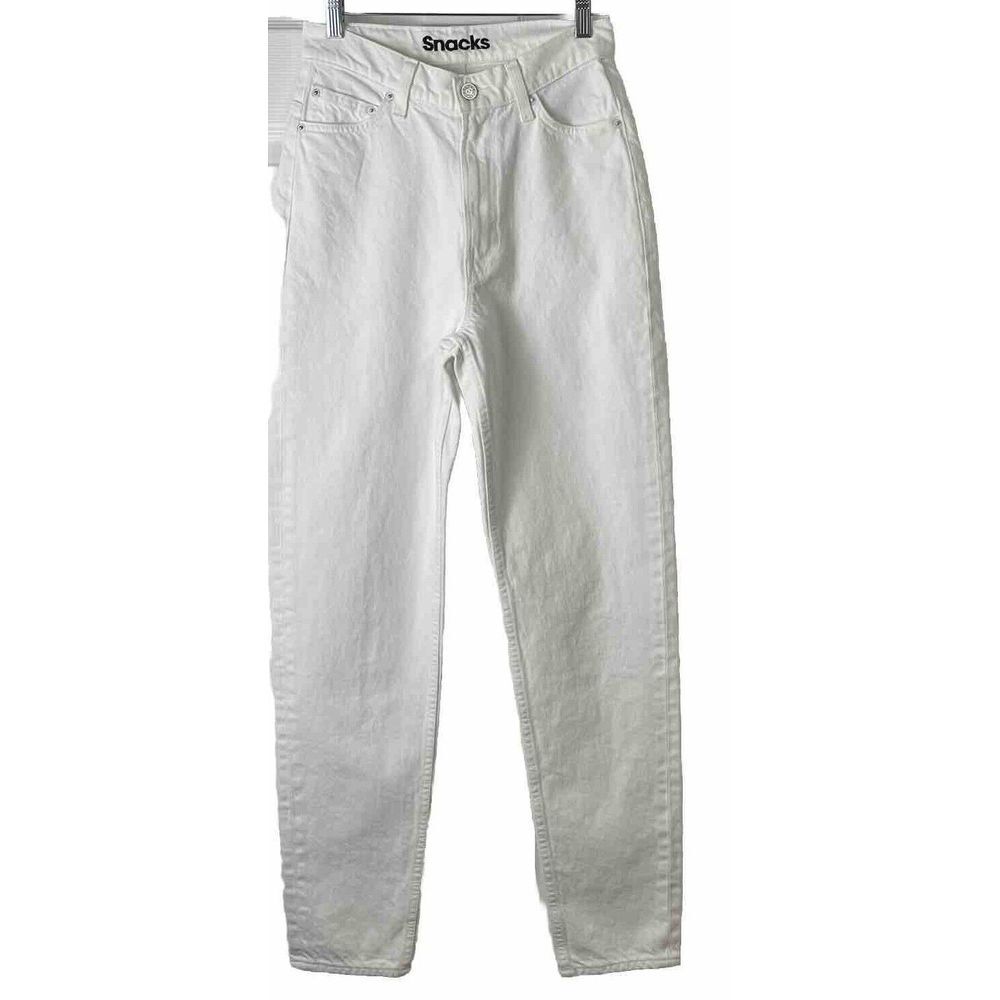 MOTHER SNACKS HIGH WAIST TWIZZY SKIMP STICKY RICE WHITE DENIM JEANS Sz‎ 26 NWT